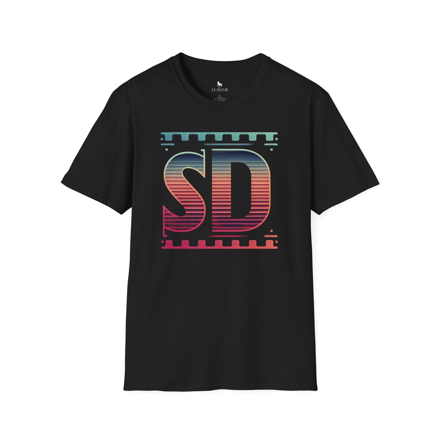 I.C.H.O.R Retro "SD" Graphic Unisex Softstyle T-Shirt - Perfect for Casual Outings and Summer Vibes