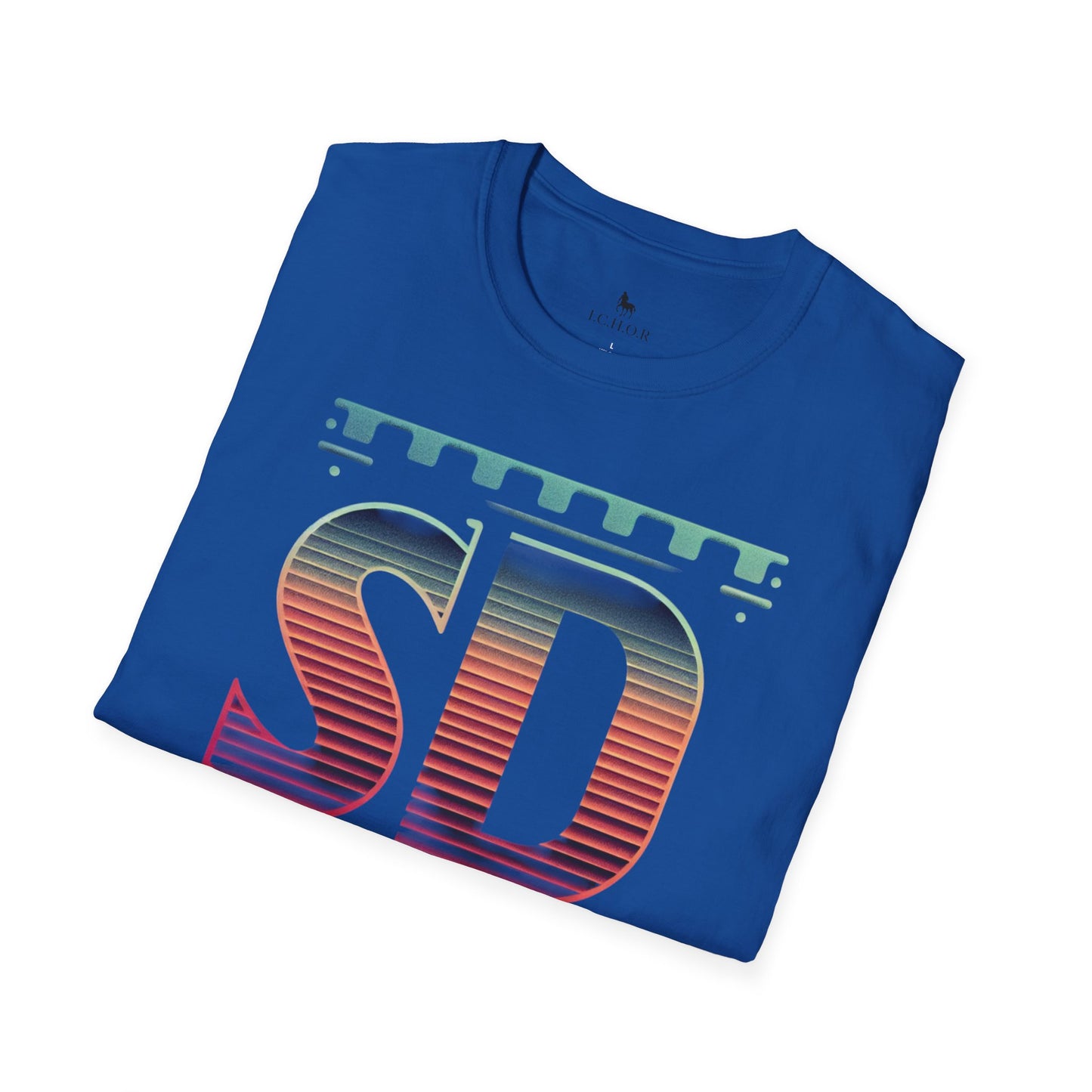 I.C.H.O.R Retro "SD" Graphic Unisex Softstyle T-Shirt - Perfect for Casual Outings and Summer Vibes