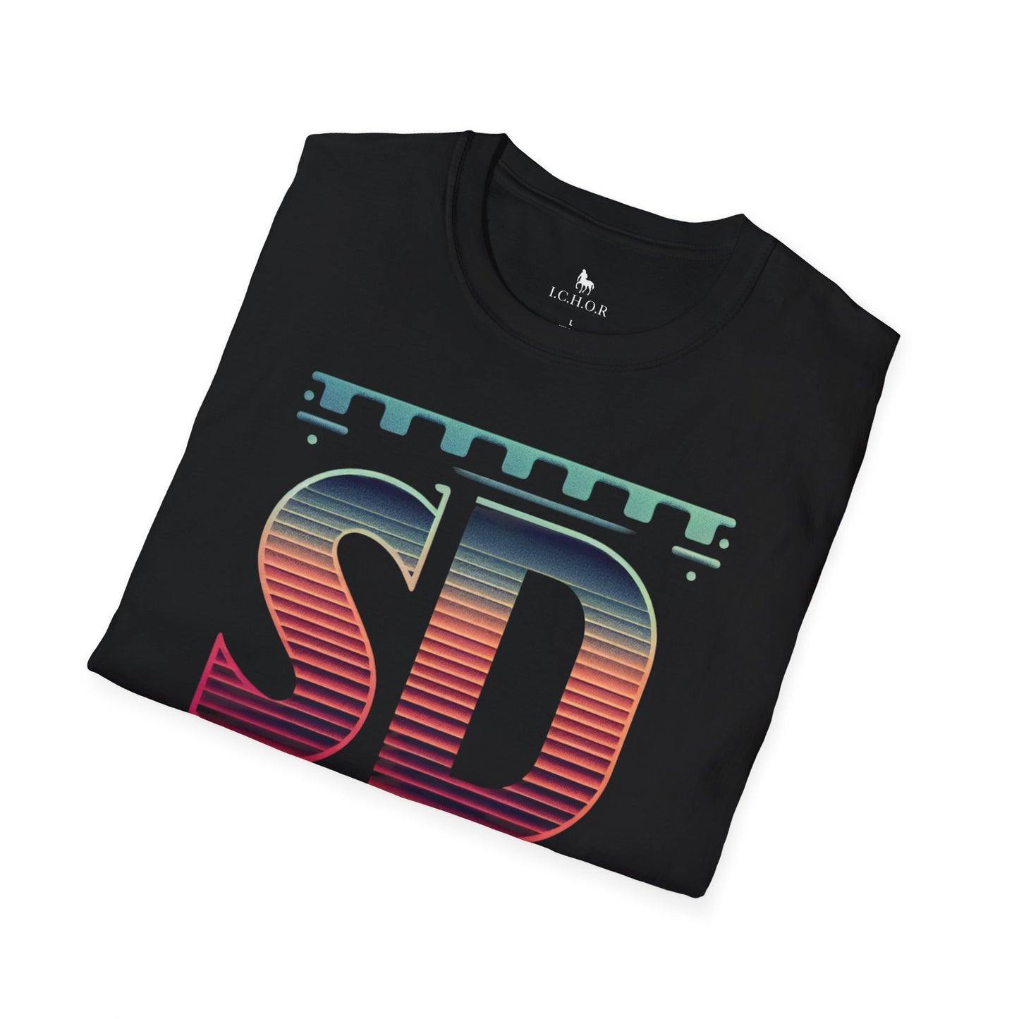 I.C.H.O.R Retro "SD" Graphic Unisex Softstyle T-Shirt - Perfect for Casual Outings and Summer Vibes