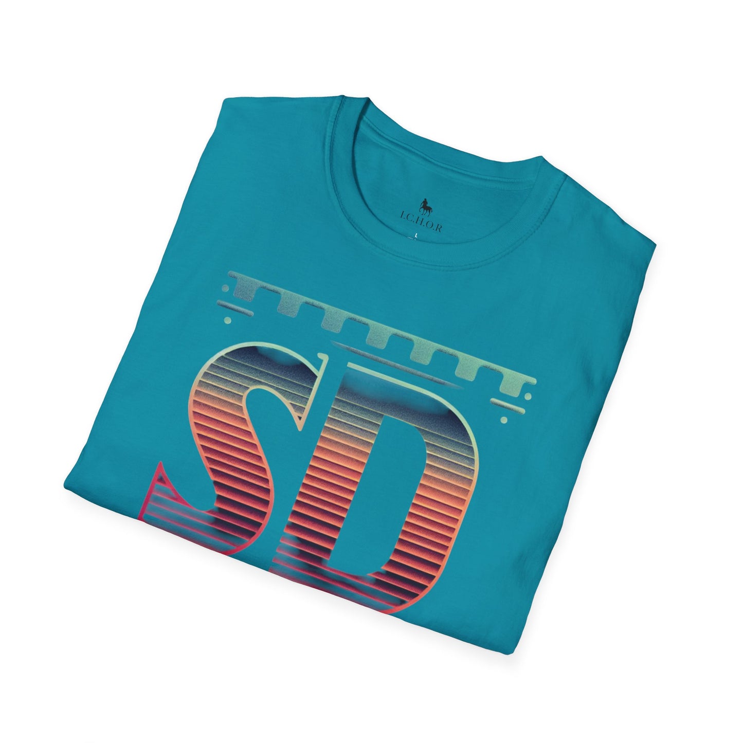 I.C.H.O.R Retro "SD" Graphic Unisex Softstyle T-Shirt - Perfect for Casual Outings and Summer Vibes