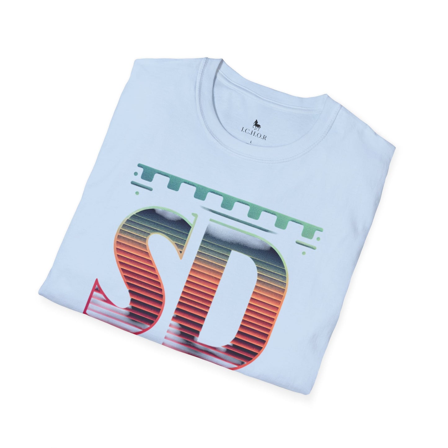 I.C.H.O.R Retro "SD" Graphic Unisex Softstyle T-Shirt - Perfect for Casual Outings and Summer Vibes