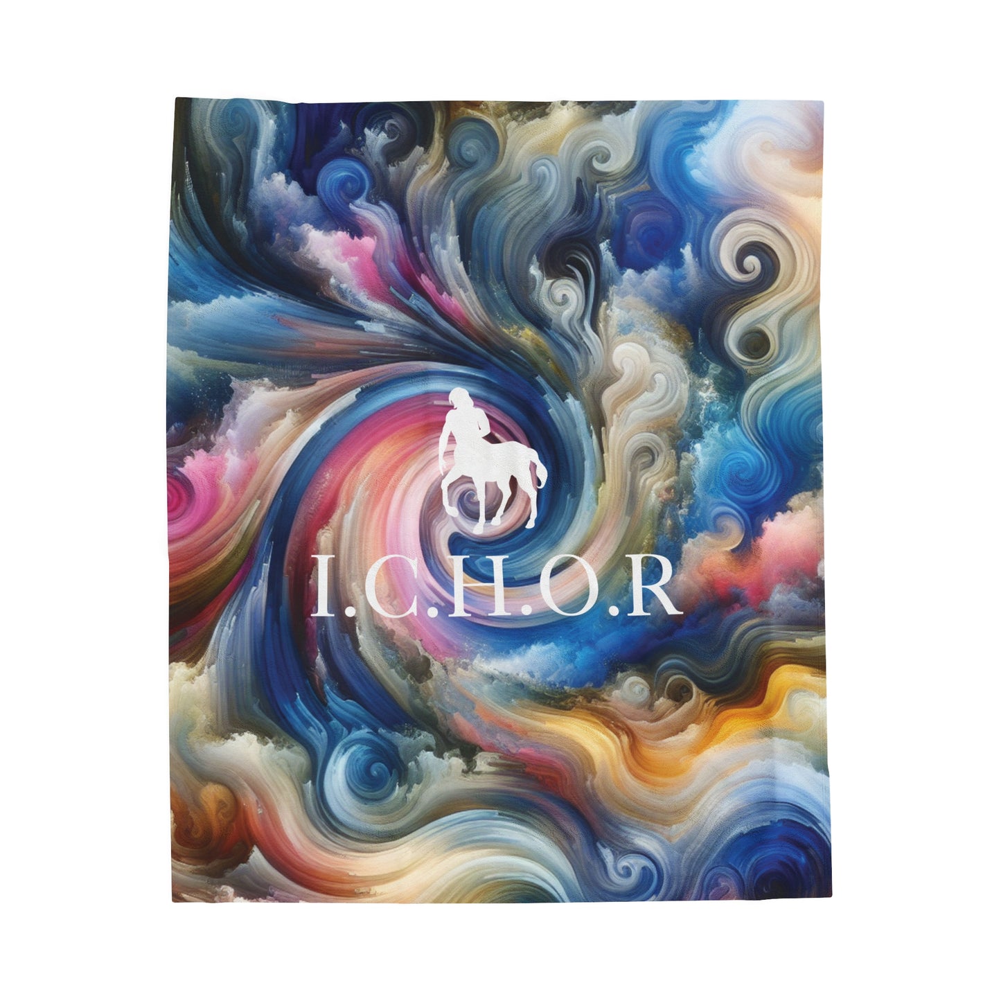 I.C.H.O.R. Colorful Velveteen Plush Blanket - Cozy Abstract Design for Relaxation