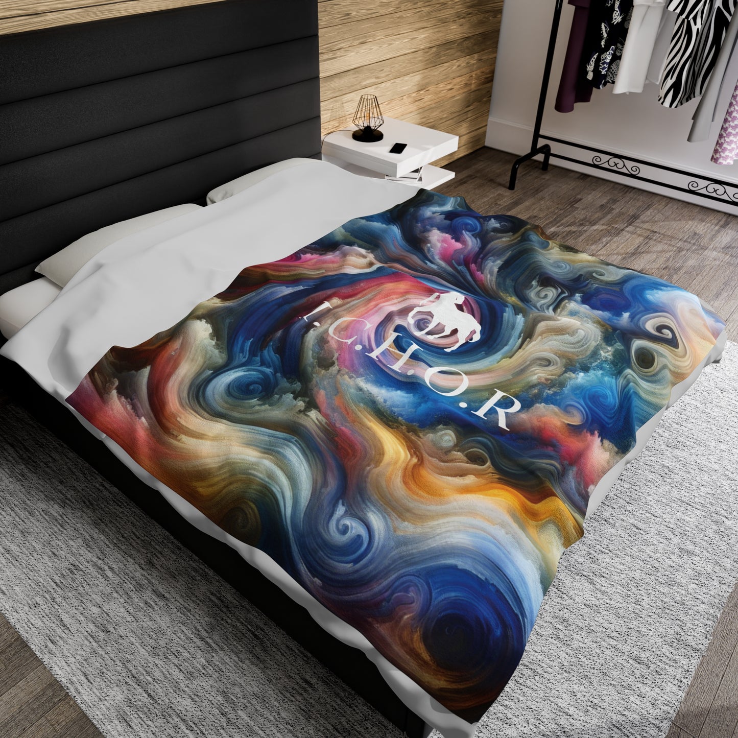 I.C.H.O.R. Colorful Velveteen Plush Blanket - Cozy Abstract Design for Relaxation