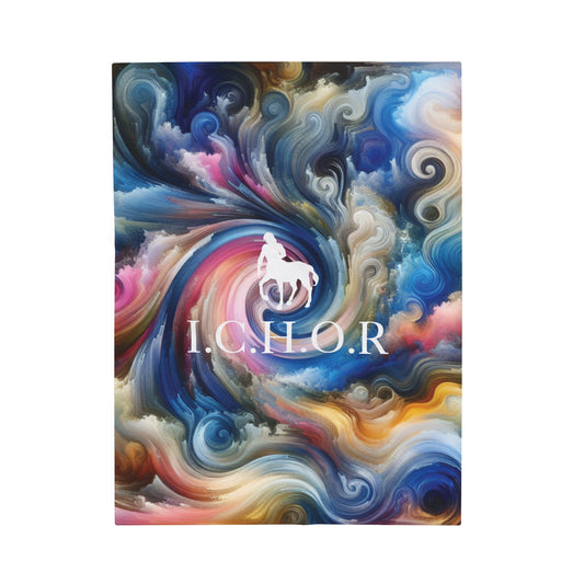 I.C.H.O.R. Colorful Velveteen Plush Blanket - Cozy Abstract Design for Relaxation