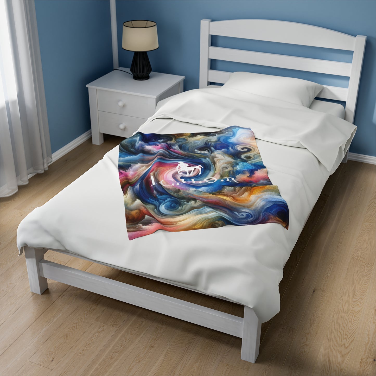 I.C.H.O.R. Colorful Velveteen Plush Blanket - Cozy Abstract Design for Relaxation