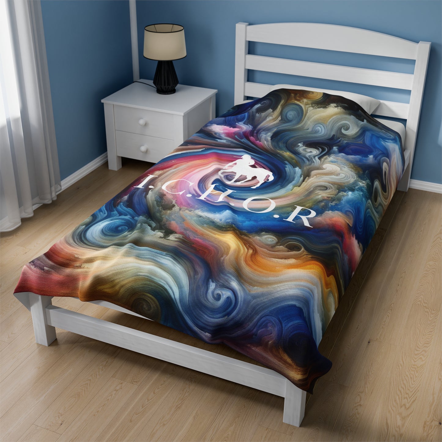 I.C.H.O.R. Colorful Velveteen Plush Blanket - Cozy Abstract Design for Relaxation